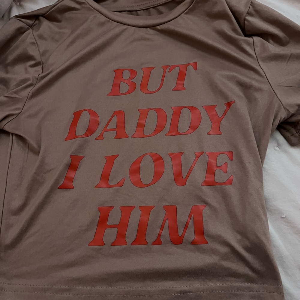Brown T-Shirt with Red Text